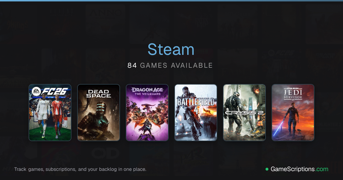 Steam - All Subscription Games (2026) | GameScriptions